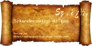 Szkenderovics Ákos névjegykártya