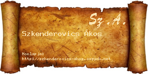 Szkenderovics Ákos névjegykártya